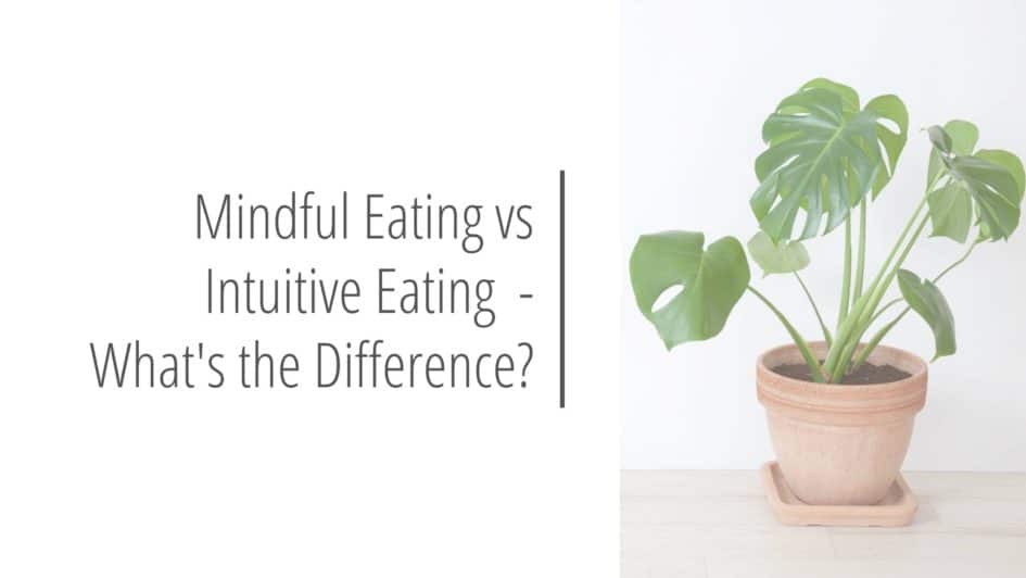 Post headers image that reads Mindful Eating vs Intuitive Eating - What's the Difference