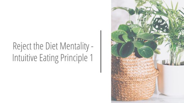 Post header image that reads Reject the Diet Mentality - Intuitive Eating Principle 1